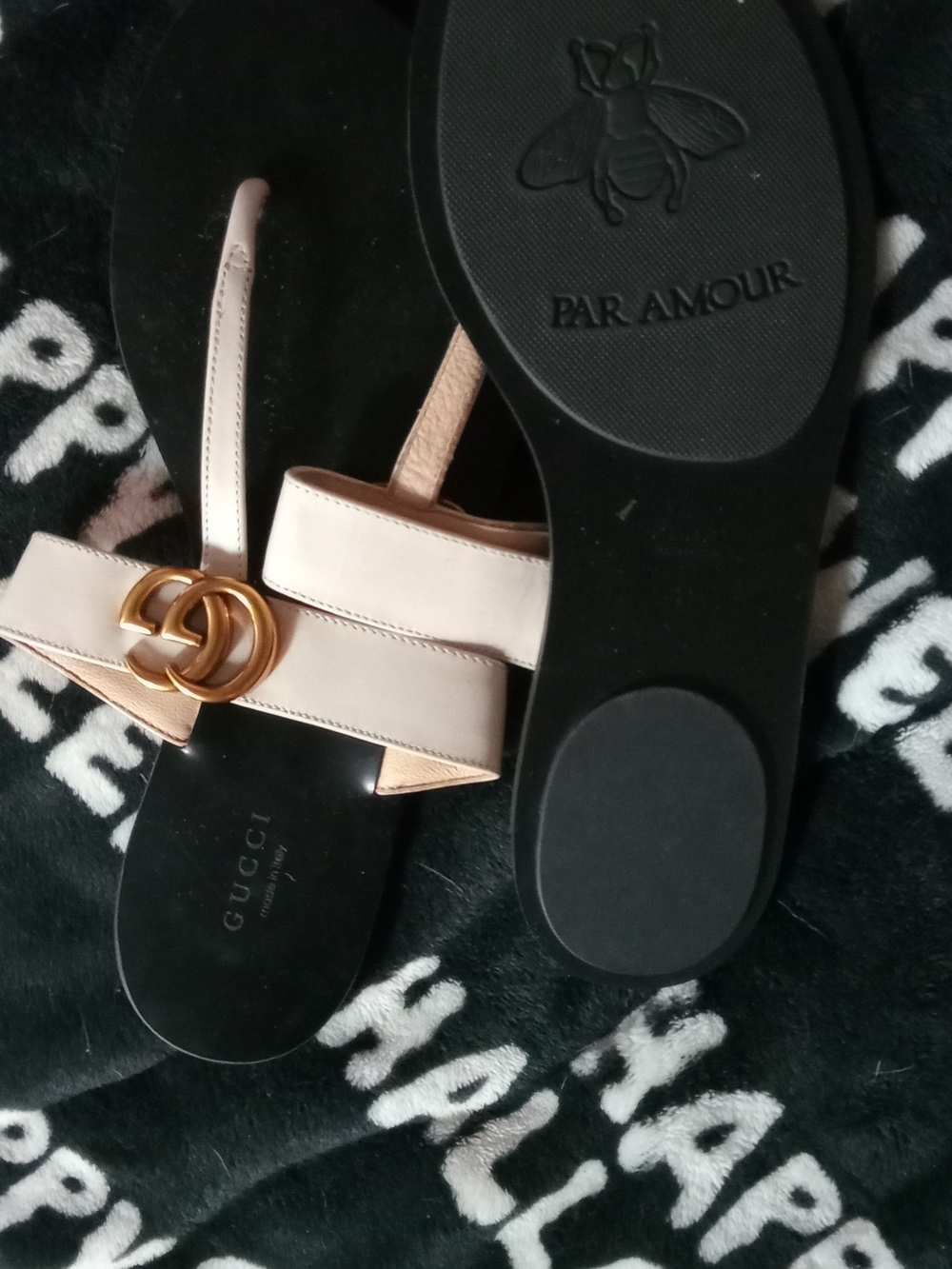 Gucci Women's Multi Color Leather Slide Sandals with Interlocking GG